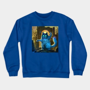 Possessed Blue Cat Ransacks These Ancient Ruins Crewneck Sweatshirt